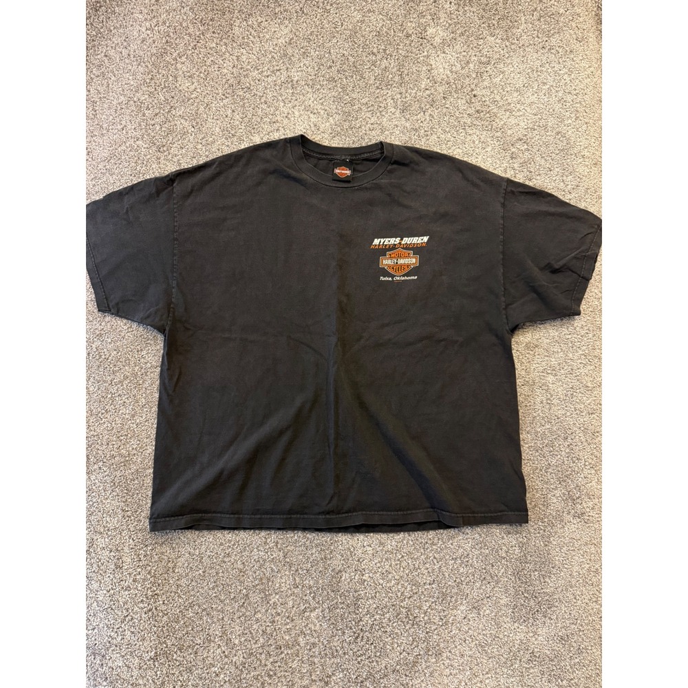 Harley-Davidson T-Shirt Mens 3XL*  Black Myers-Duren Tulsa Graphic Short Sleeve